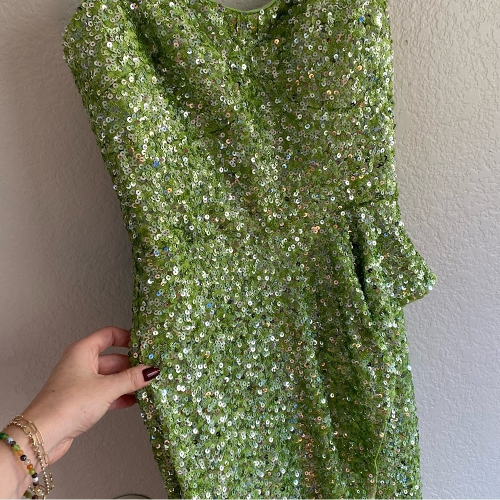 Dress The Population Kai Strapless Sequin Gown Dress Size S Lime Green New - Picture 11 of 15
